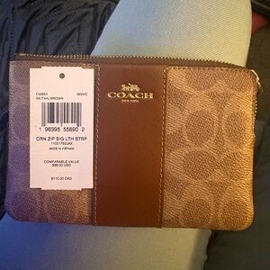 Coach Tan and Brown Leather Pouch